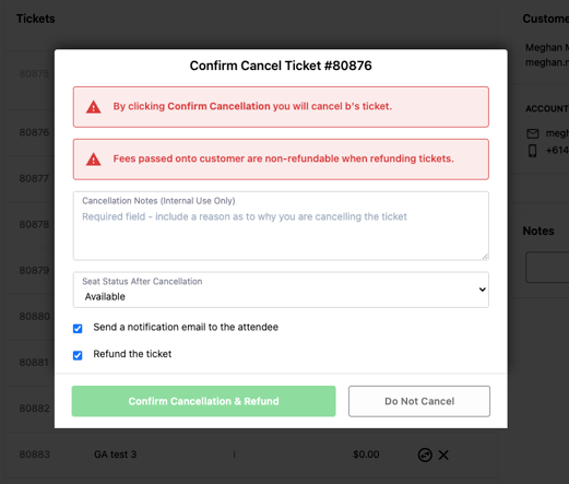 Cancel Ticket