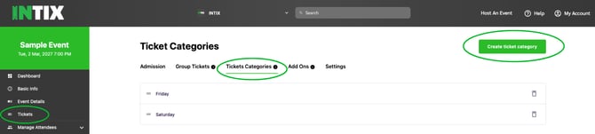 Create ticket category