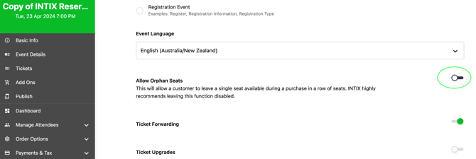 Orphan Seats_settings