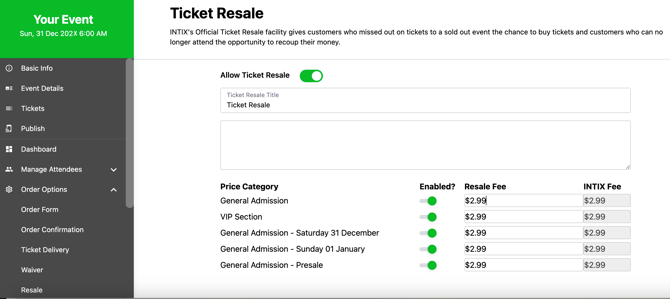 Resale back end