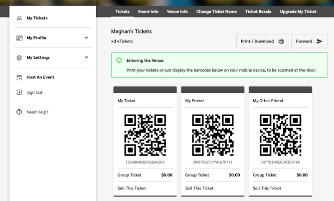 Sample Forward Ticket