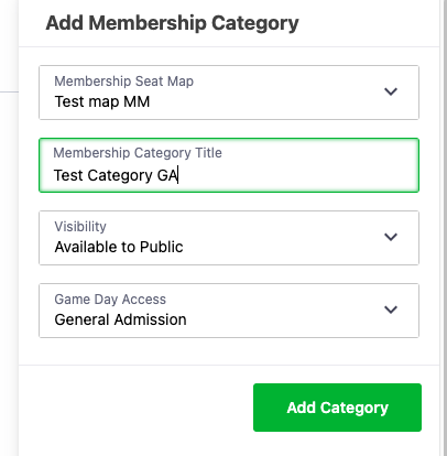 Seat Map add membership category