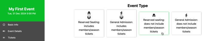 Seat Maps - select event type NO MEMBERS