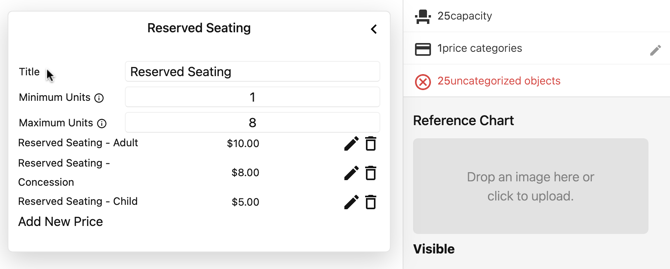 Seat map - ticket categories