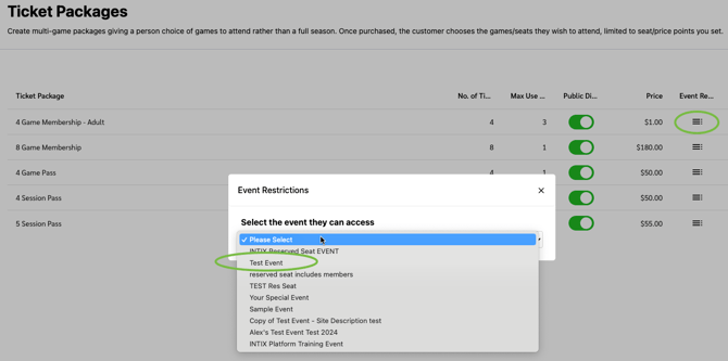 Ticket Packages_select events