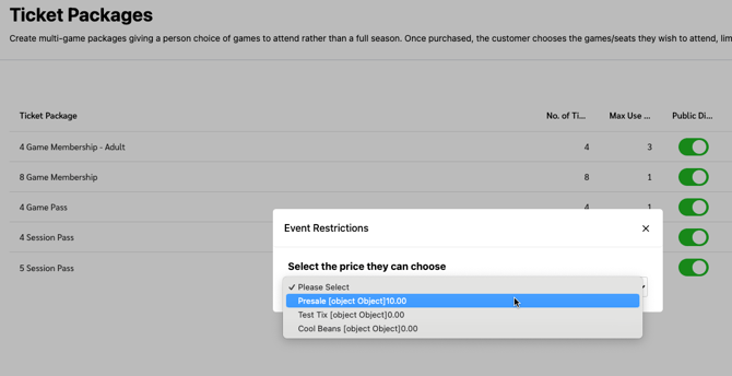 Ticket Packages_select ticket type