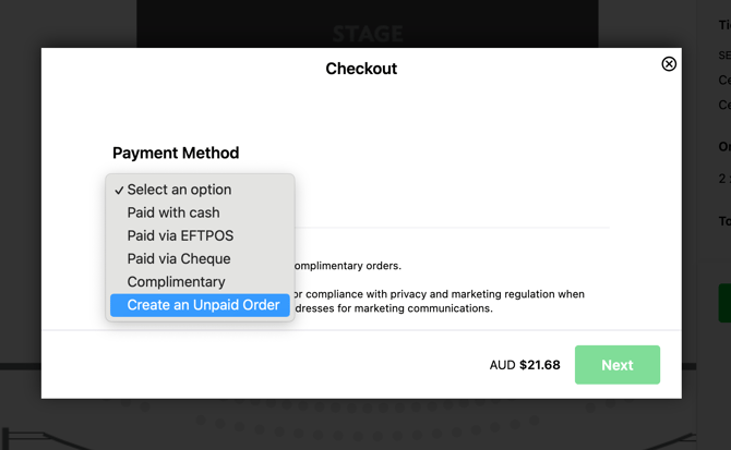 Unpaid checkout2