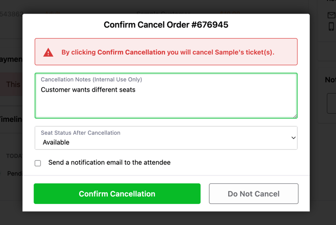 Unpaid confirm cancel