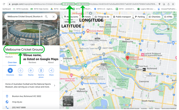 Venue name, as listed on Google Maps